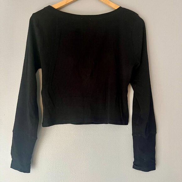 NEW Intimately Free People Black Crop Long Sleeve Top Large - Picture 5 of 5